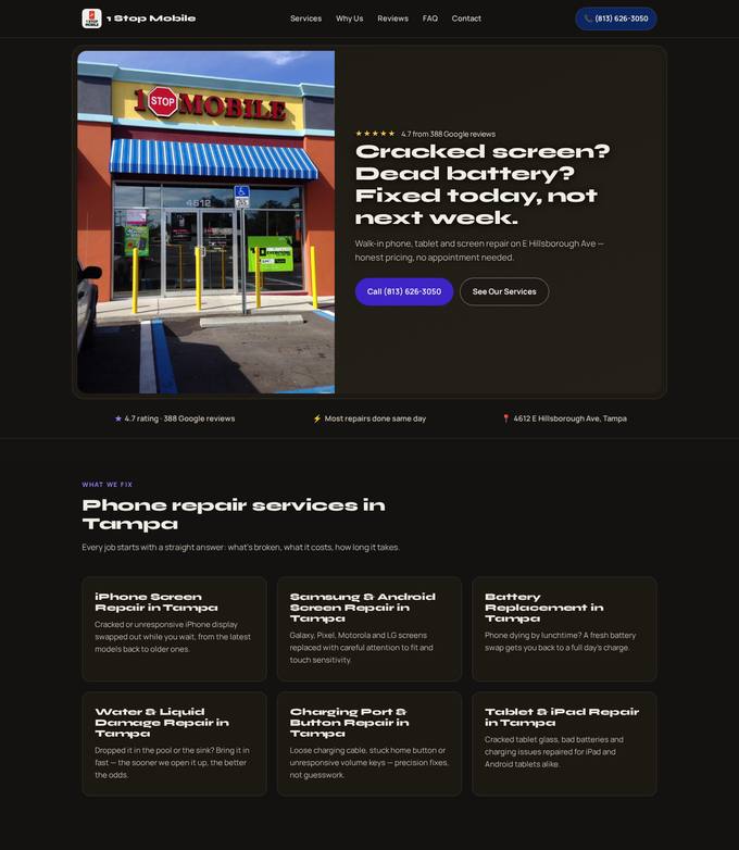 1 Stop Mobile website concept
