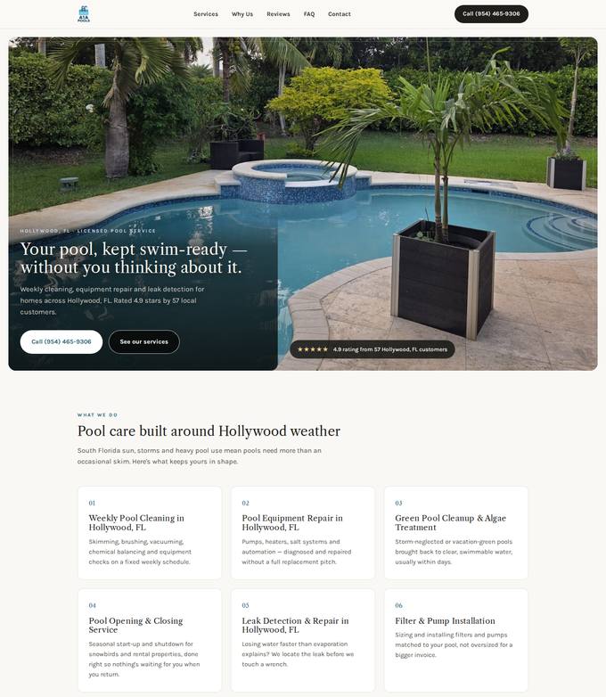 A1A POOLS website concept