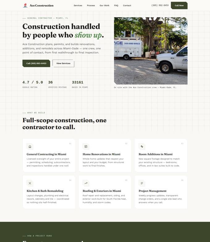 Ace Construction website concept