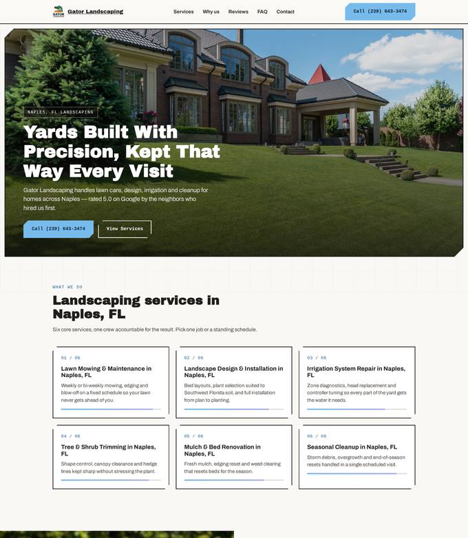 Gator Landscaping website concept