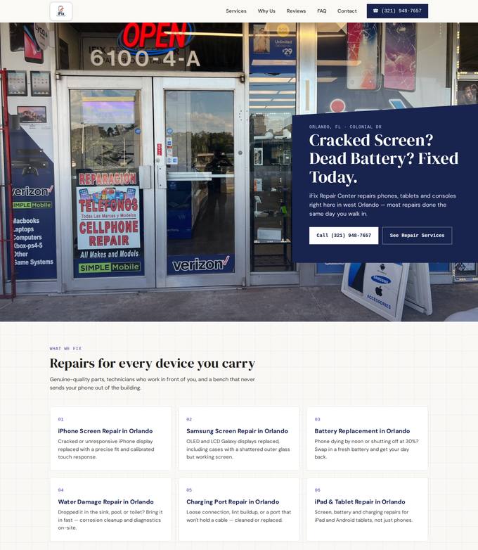 iFix Repair Center website concept
