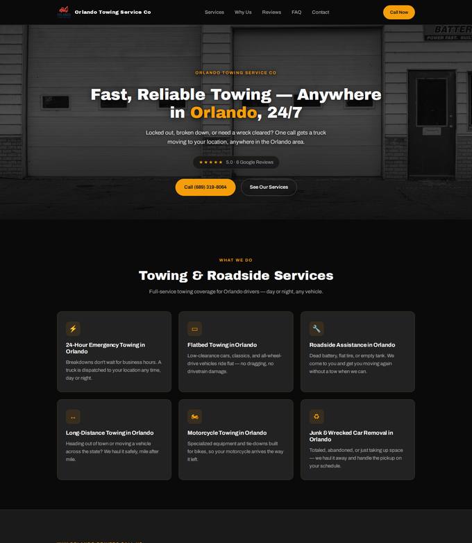 Orlando Towing Service Co website concept