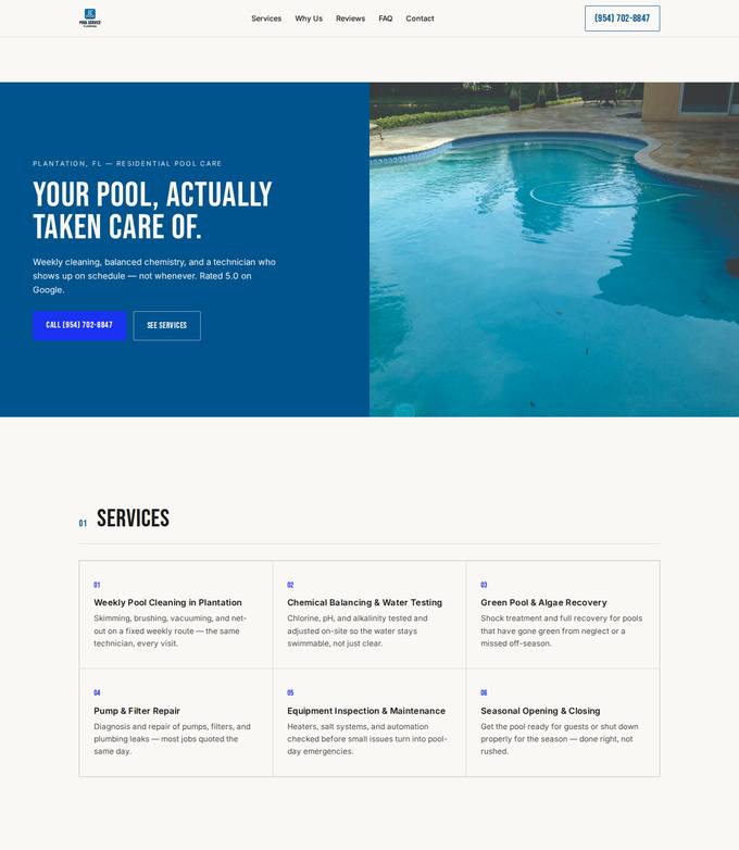 Pool Service Florida website concept