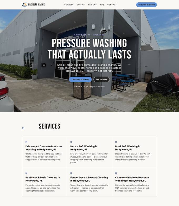 Pressure wash k website concept