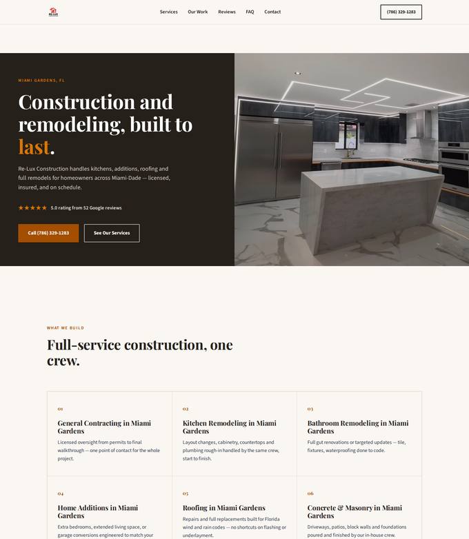 Re-Lux Construction website concept