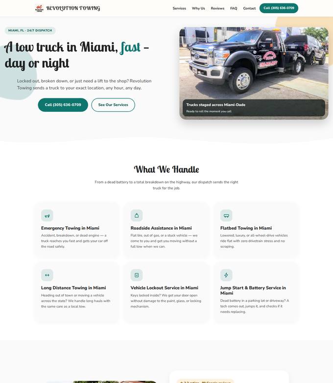 REVOLUTION TOWING website concept