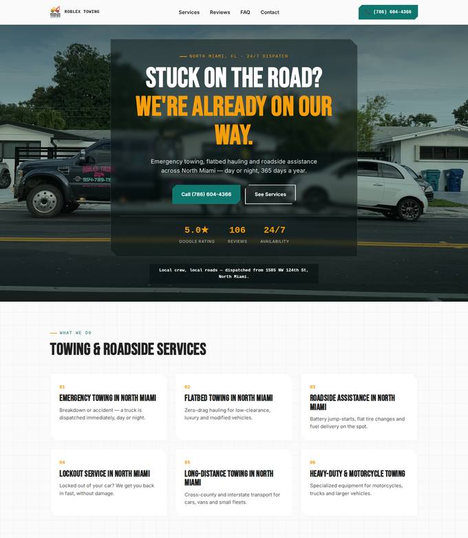 ROBLES TOWING - servicio de grua 24/7 website concept