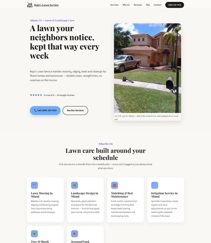 Rojo's Lawn service website concept