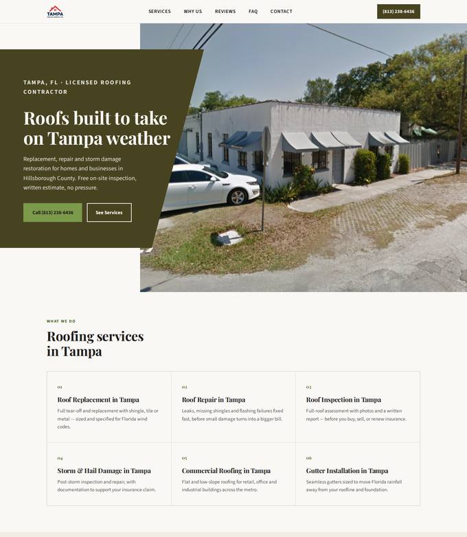 Tampa Roofing Company, Inc. website concept