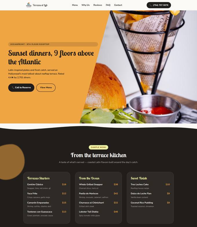 Terrazas at Lyfe Hollywood - Oceanfront Rooftop website concept